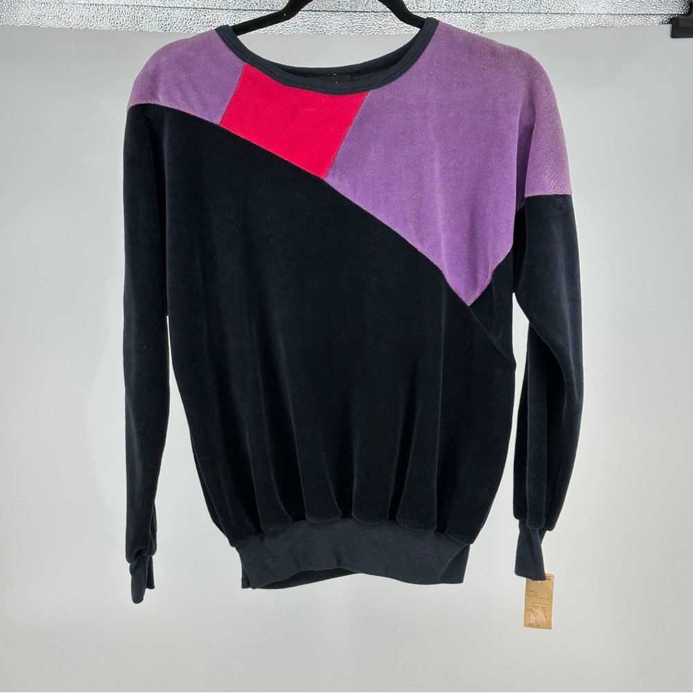 Women’s Small Vintage 80’s Velour Colorblock‎ Top NWT